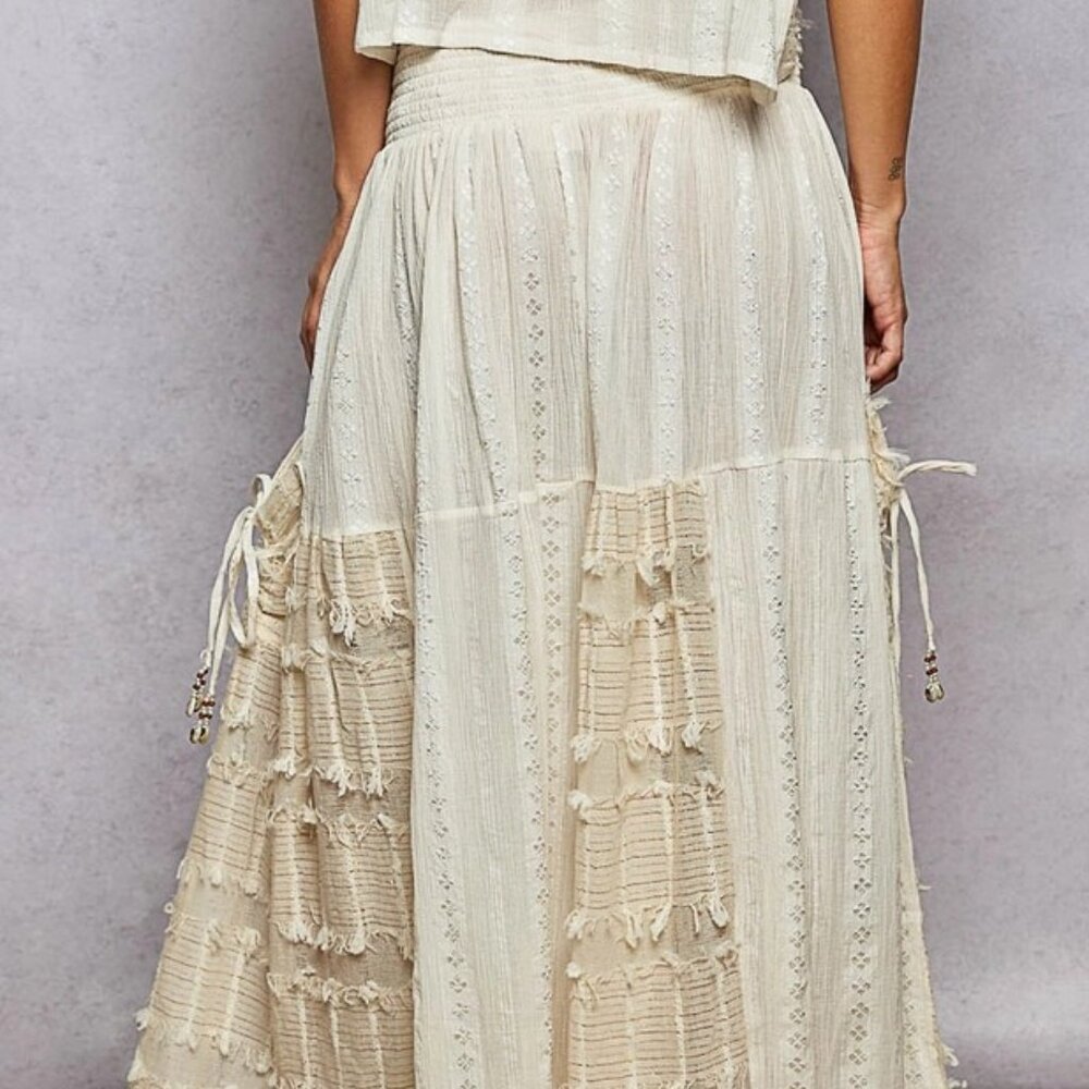 POL  Boho Ruffle Contrast Shell Trim Wide Leg Pants S-L - Picture 2 of 4